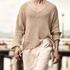 Men Sweater V Neck Easy To Match Breathable Elastic Comfortable Knit Long Sleeves
