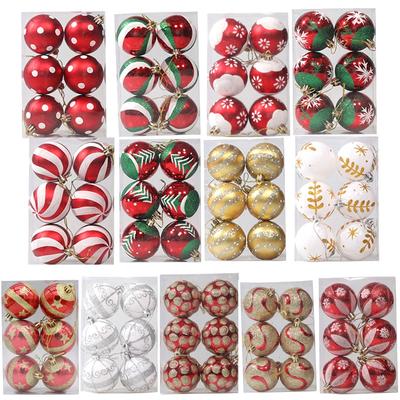 6Pcs/caixa 6cm Bola de Natal Enfeites Árvore de Natal Pendurado Pingente Decorações de Natal para Casa Navidad Natal Ano Novo Presente