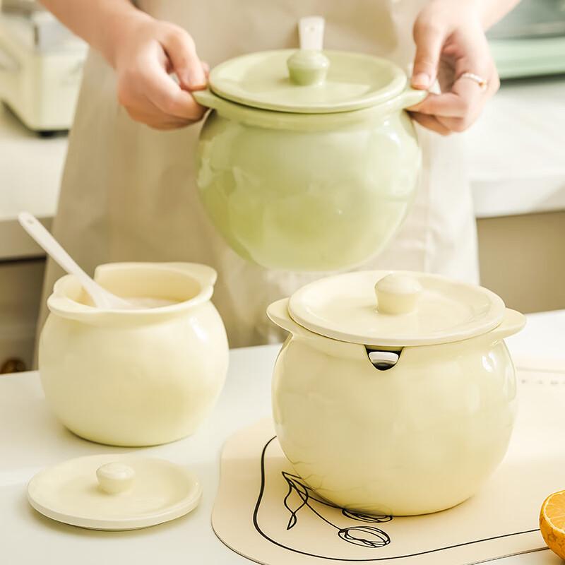Ceramic Lard and Seasoning Pot with Lid and Spoon