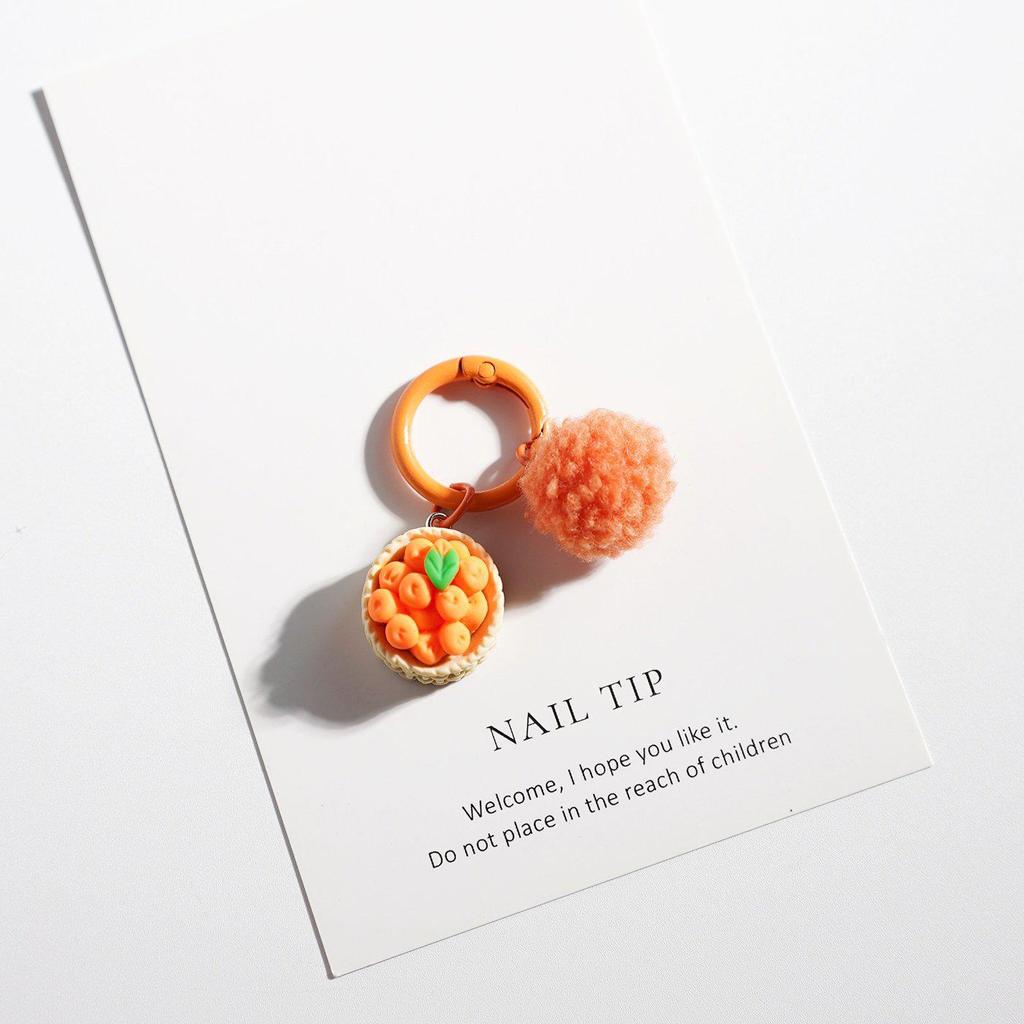 Cute Persimmon Keychain: Cartoon Orange Pom-pom Charm for Bags & Gifts