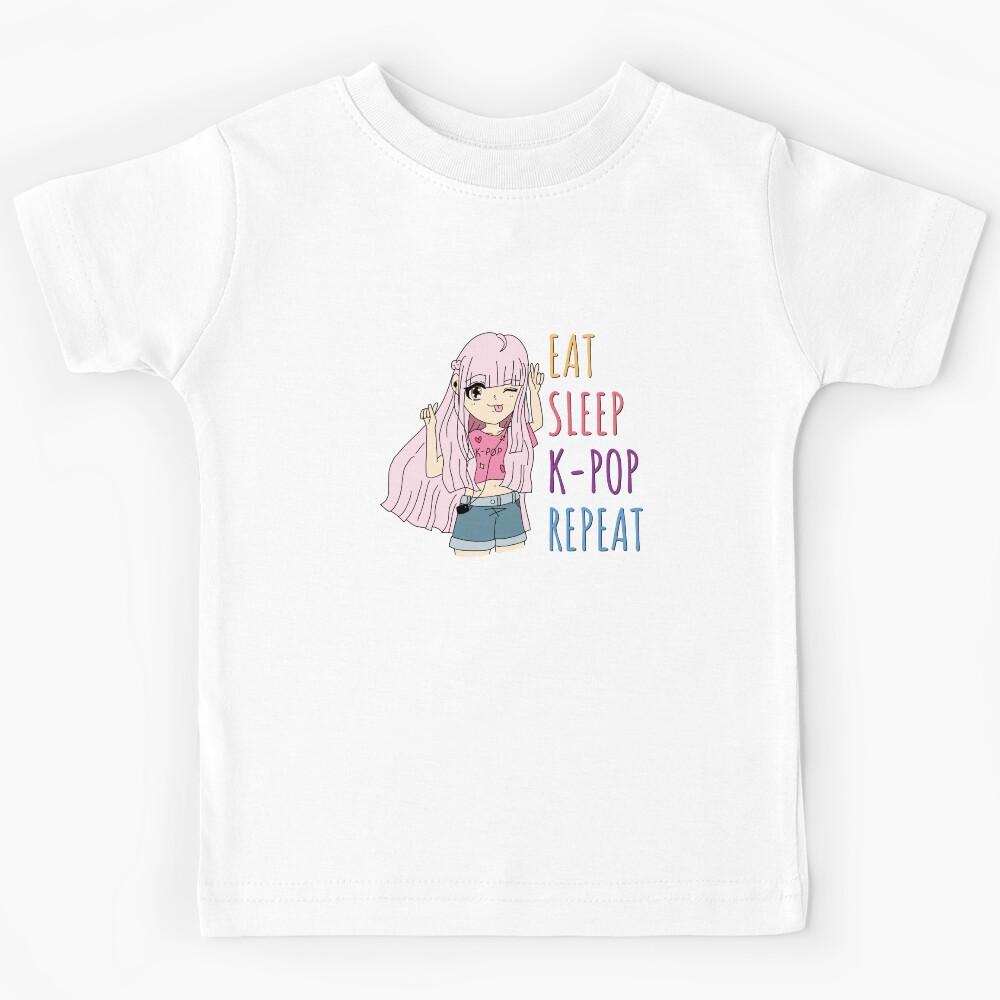 EAT - SLEEP - K-POP - REPEAT Anime Girl (Pink Hair) Kids T-Shirt 150