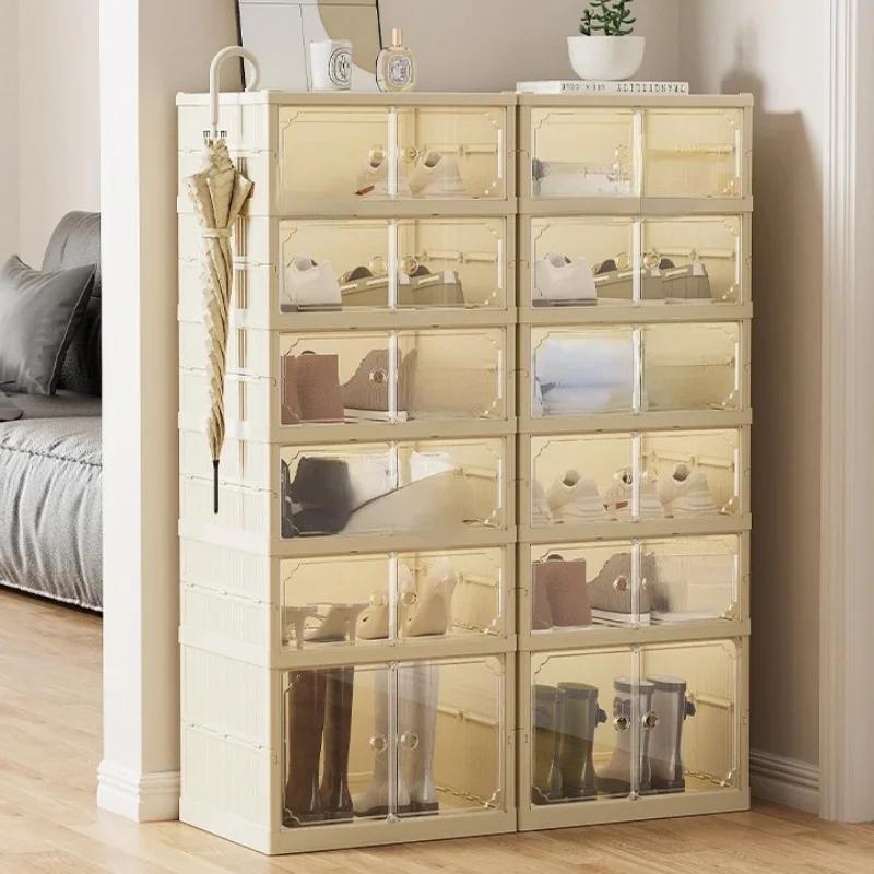Multi-layer Foldable Shoe Box Dustproof Thickened Plastic Sneaker Shoe Storage Box Stackable Cabinet Transparent Organizers Rack