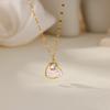 Exquisite Hollow Heart Set Pearl Zircon Beautiful Necklace Women's K Gold Plated Niche Versatile Collarbone Chain