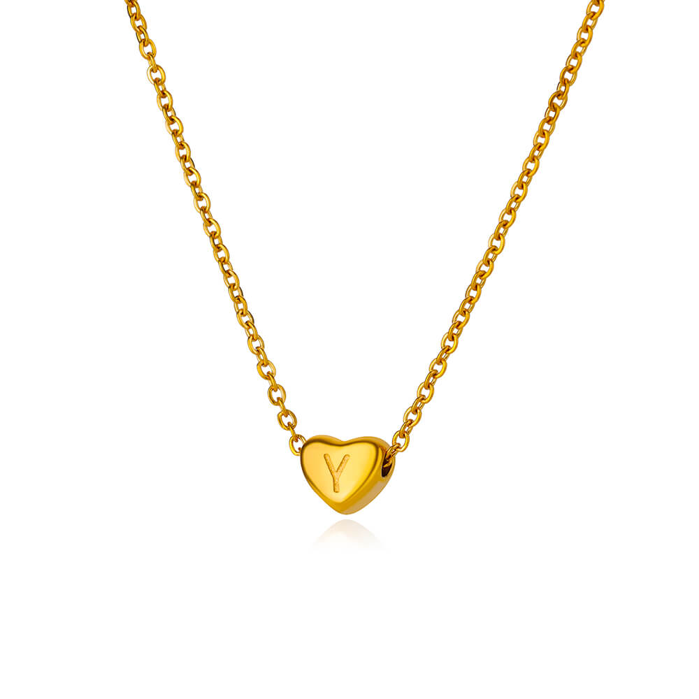 

Простое ожерелье с первой буквой из нержавеющей стали для женщин, золотистого цвета, с подвеской в виде сердца, цепочка-чокер с одним именем, ювелирное изделие, подарок на день рождения 45cm