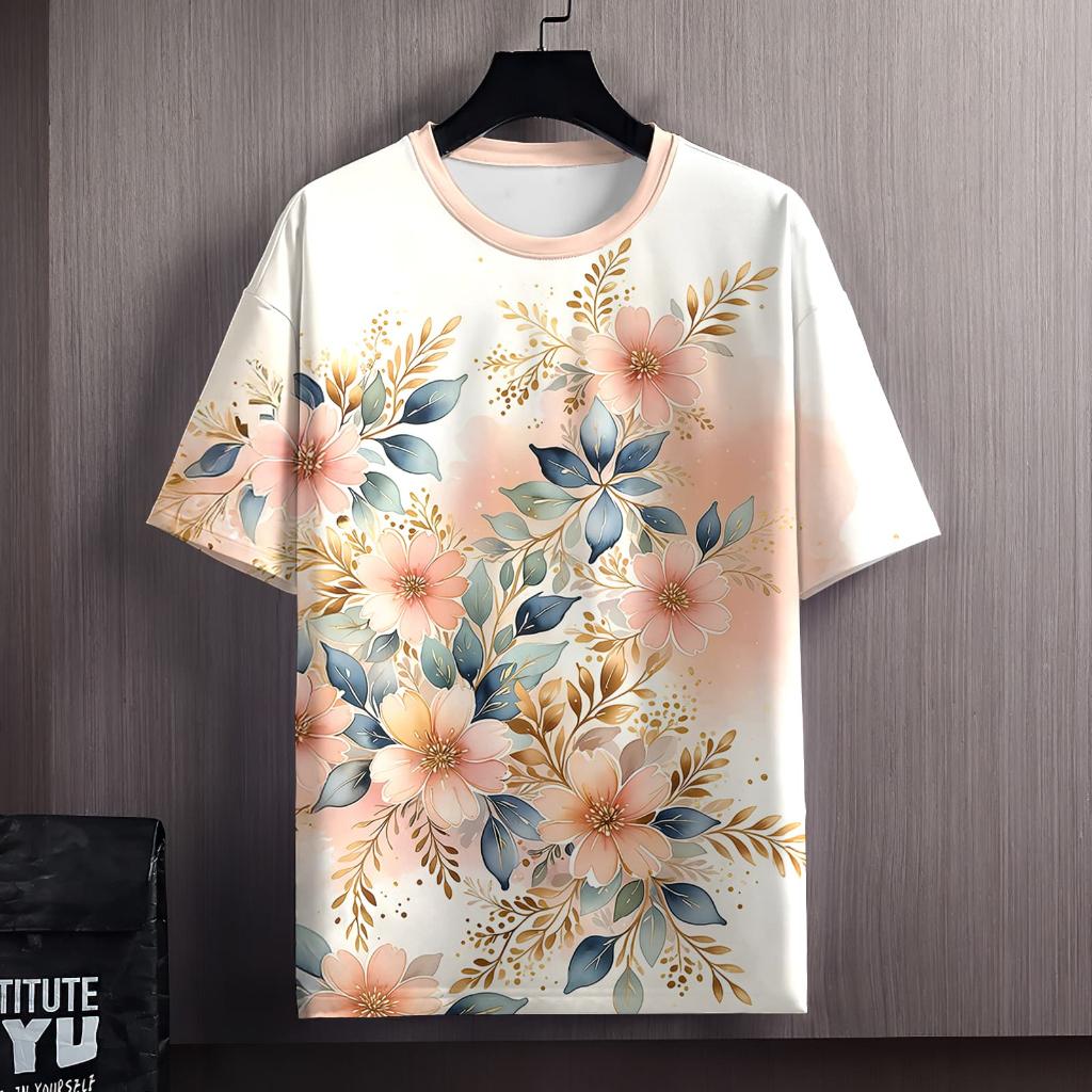New 2026 Fashion Floral Print T-Shirt - Perfect for Couples This Valentine’s Day!