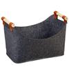 45 X 32 X 40 Cm Firewood Box with Wooden Handles Foldable Wood Basket 57L Large Capacity Felt Storage Bag for Firewood Clothes
