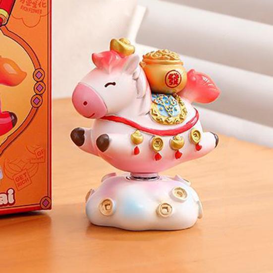 Čínské zvěrokruhové koňské sošky Rok koně Roztomilá otočná figurka koně Pryskyřice Šťastná Feng Shui ozdoba pro domácnost, kancelář, obchod Stolní dekorace