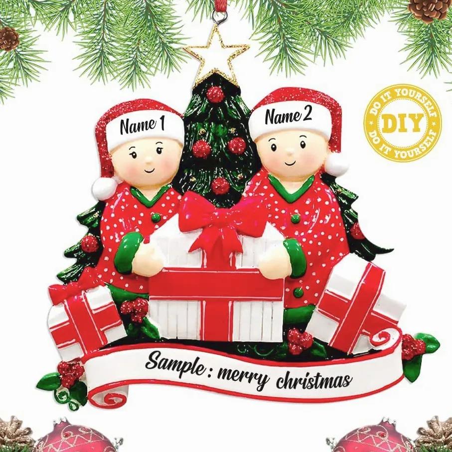 50PCS Christmas Tree Hanging DIY Writing Decoration Personalized Home Christmas Decoration Cute Bear Christmas Decoration