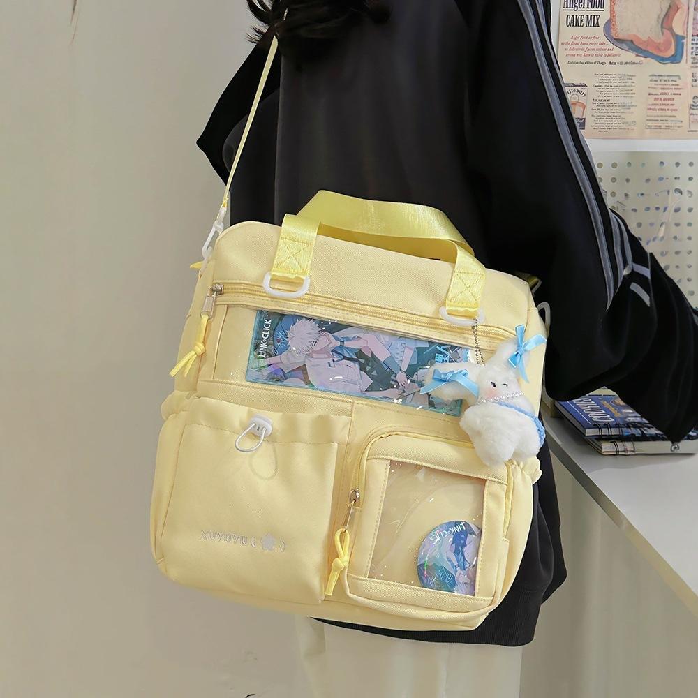 Hand carrying tutoring bag Cartoon cloth bag Middle school student schoolbag One shoulder messenger bag High school large capacity Multi-purpose