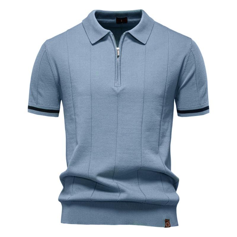 Men's Knitted Polo Shirt, Business Casual Short Sleeve Turn-Down Collar Polo Top Short Sleeve Turn-Down Collar Sweater Polo Tee for Spring Summer