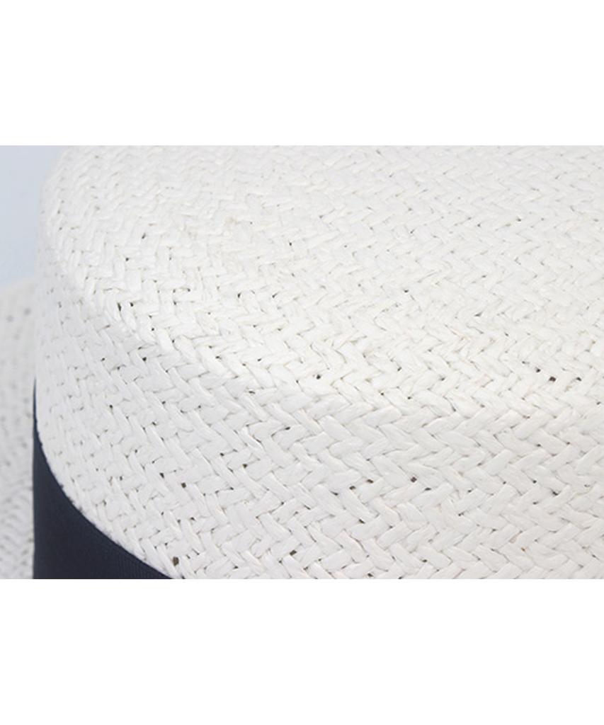 White Navy Line Panama Hat