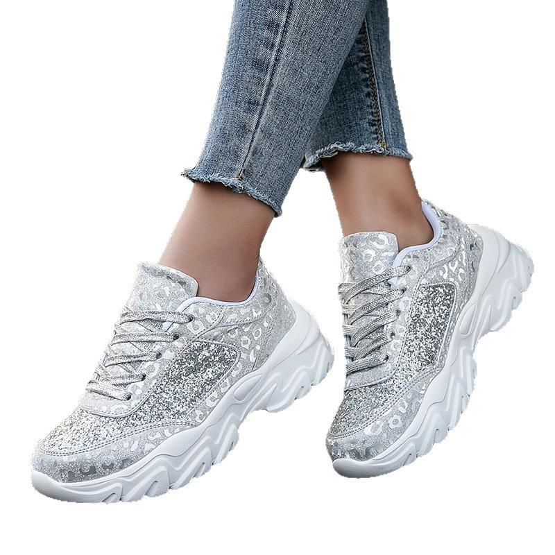 Sequined Leopard Print Lightweight Women's Casual Sneakers