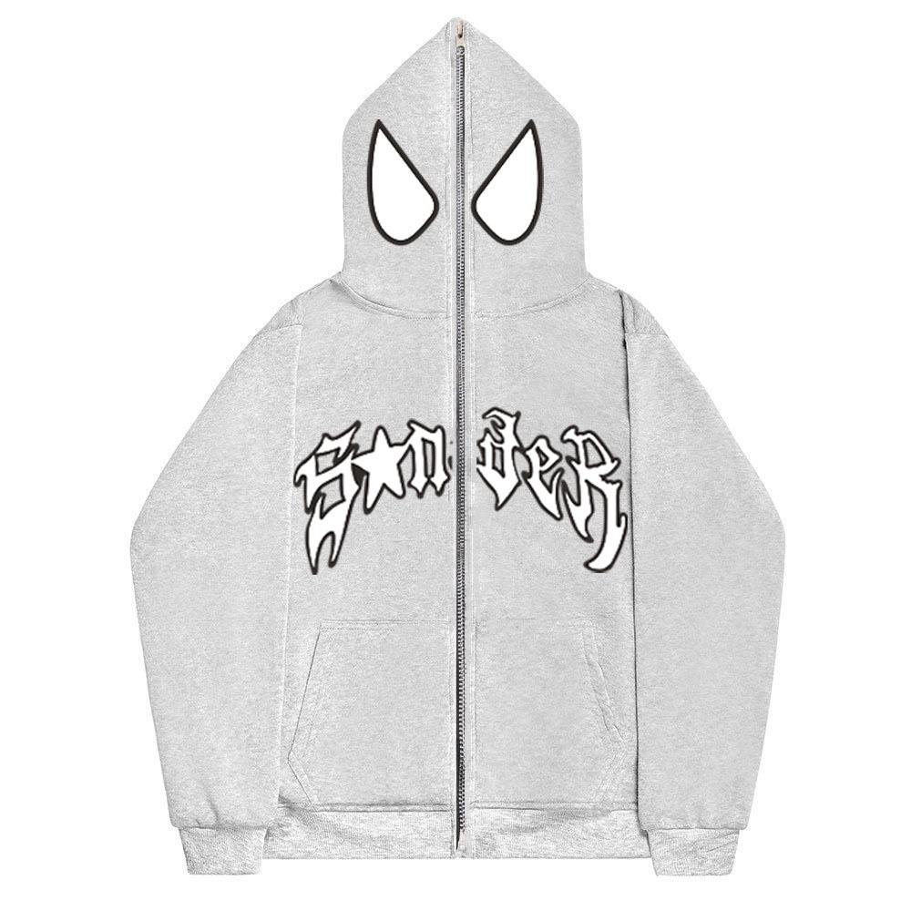 2023 Halloween Unisex Y2K Spider-Man Zip Hoodie - Loose Fit, Large Size for Couples