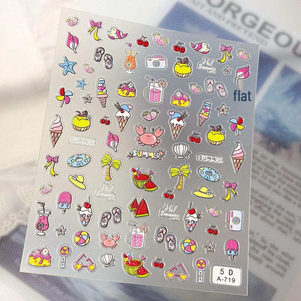 5D Cute Cartoon Bear Embossed Japanese Nail Art Stickers