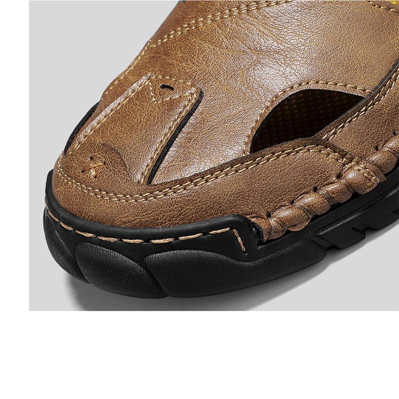 Sandali Uomo Intagliati in Pelle con Suola Spessa Scarpe da Spiaggia Antiscivolo Sandali Artigianali Versatili Scarpe Basse da Uomo Scarpe Estive da Esterno