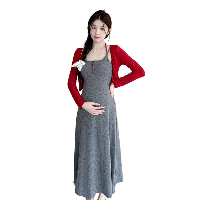 2026 Summer Floral Camisole Dress & Red Sun Protection Cardigan Set