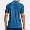 Under Armour Rush Series Solid Logo Crew Neck Sport Tee Men Tops Blue 1370441-899