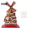 Handmade Christmas Atmosphere Props Windmill Wooden Ornament, Decorative Craft with Rotating Indoor Winter Holiday Display Blades, Figurine