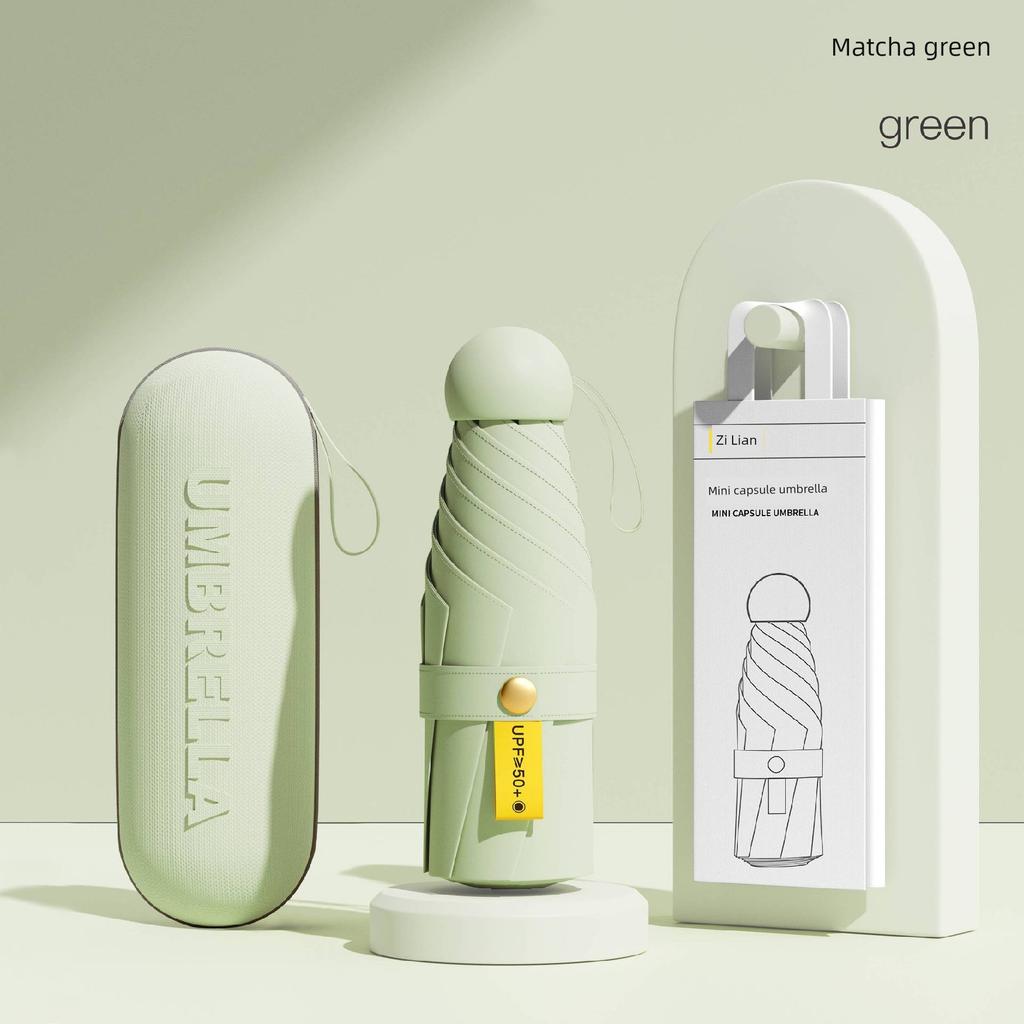 Capsule Sun Umbrella Sun Protection UV Protection Sun Protection Umbrella Dual-Use Mini Six Foldable Ultra Light and Compact Portable M