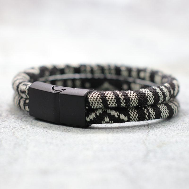 Bohemia Double Layer Rope Bracelet Men Women Handmade Weaven Ethnic Fabric Magnetic Buckle Bangles Stylish Couple Leisure Joias