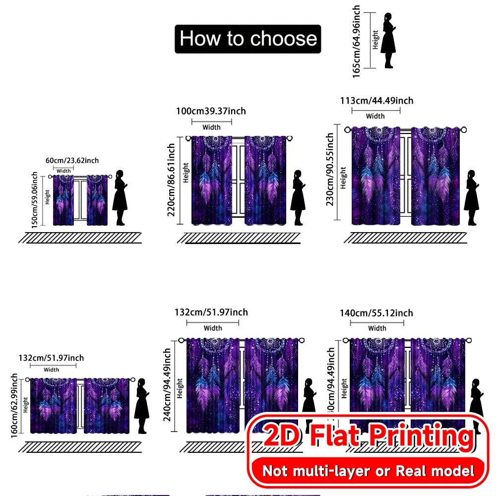2D Flat Printing  2pcs Mystic Dreamweaver Chic Curtains Digital Printed Durable 100% Polyester Fabric Curtains Decorations Ldeal