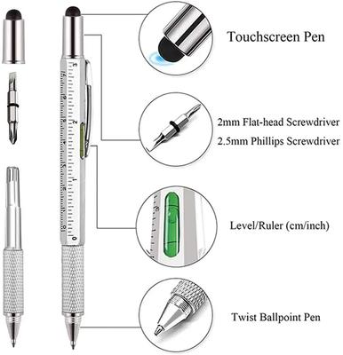 Caneta Esferográfica Multifuncional 7 em 1 Ferramenta de Mão Régua Técnica Stylus Chave de Fenda Caneta Capacitiva Touch Nível de Bolha