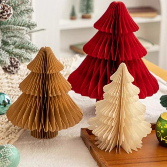 Honeycomb Paper Christmas Tree 3D Foldable Accordion Xmas Tree Winter Tabletop