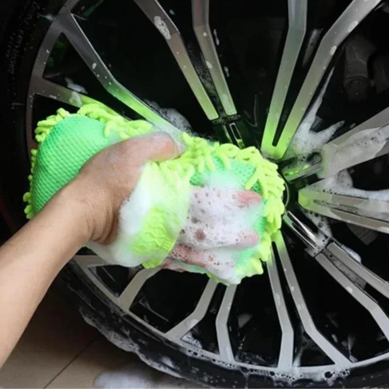 1/2 Stück Chenier Autowaschschwammhandschuhe Mikrofaser Autowäscher Schwamm Pflegebürsten Pad Waschschwamm Reinigungswerkzeuge Waschtuch