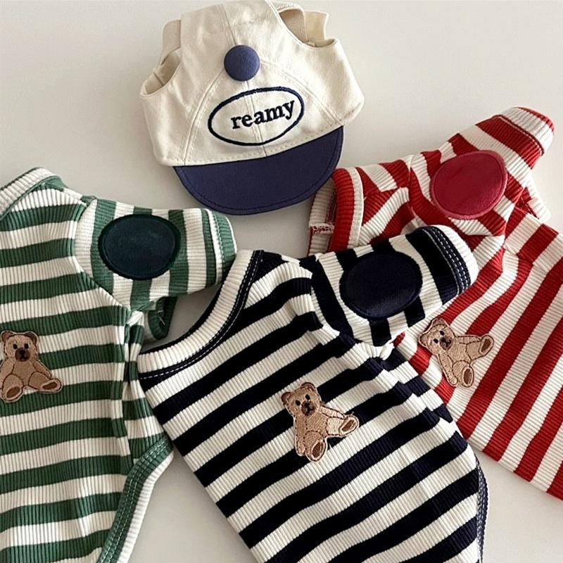 Pet Spring and Autumn Stripe Bottom Shirt Dog Thin Teddy T-shirt Yorkshire Small Puppy Cat Top Puppy Clothes for Small Dogs