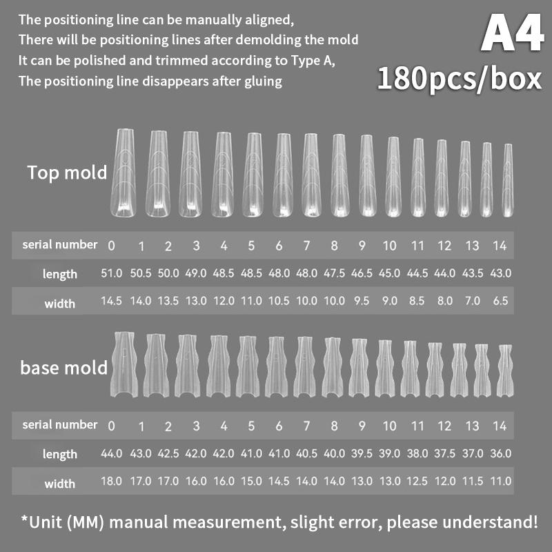 180 Stück/Box Sandwich Duale Nagelformen 15 Größen Extensions-Duale Formen Sarg Mandel Nagelformen Salon Nagelkunst Werkzeuge