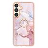 For Samsung Galaxy S24 Case with Ring Kickstand Marble Pattern Electroplating TPU Back Cover
