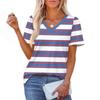 Women's Fashionable Casual Short Sleeve Print V-Neck Pullover Top