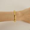 European & American Fashion Stainless Steel C-Shaped 18K Gold Adjustable Open Bangle for Women