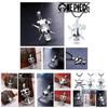 Stylish One Piece Black Alloy Skull Necklace For Young Adults, Featuring Sanji And Whitebeard