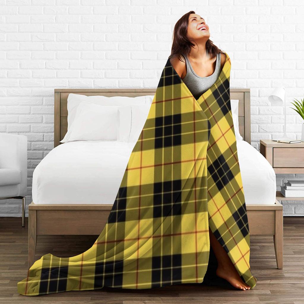Soft Blanket Girls Boys Picnic Yellow Tartan Throw Blanket  Flannel Bedspread For Home Decor Novelty Sofa Bed Cover