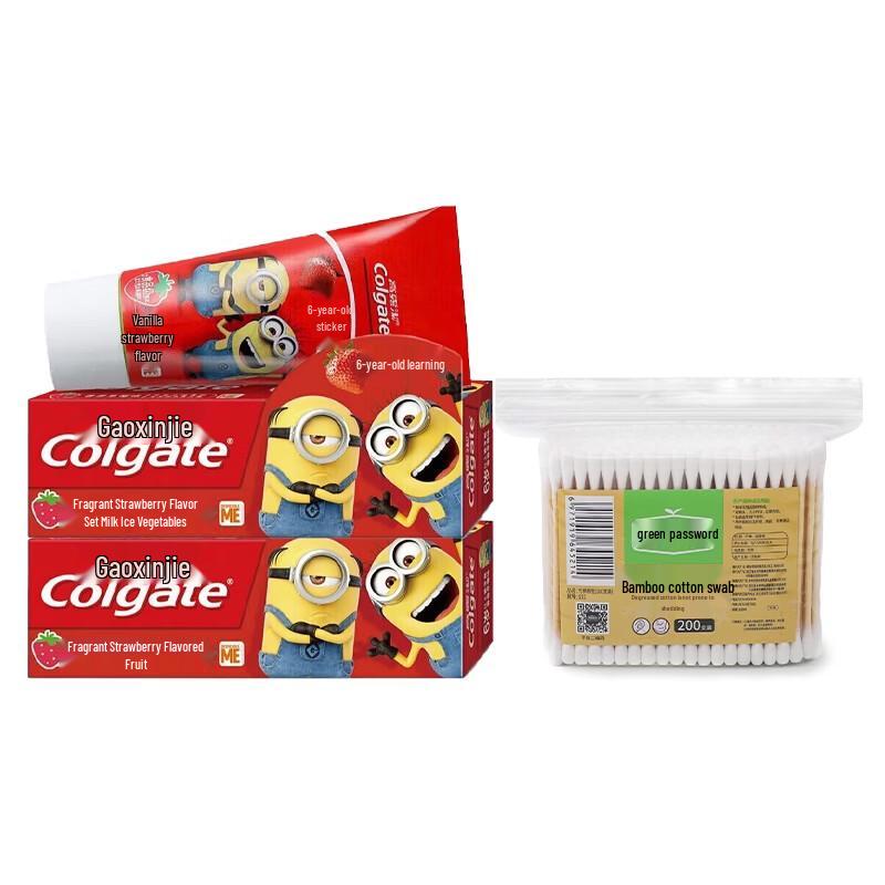 Colgate Kids Strawberry Toothpaste & Cotton Swabs Set