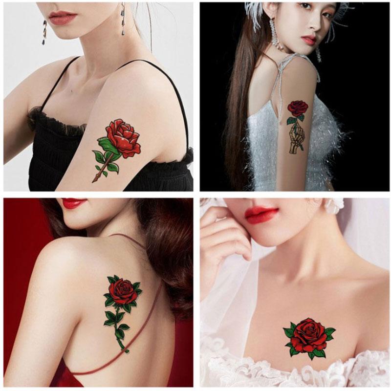 Waterproof Temporary Tattoo Stickers Beautiful Flower Rose Fake Flash Unisex