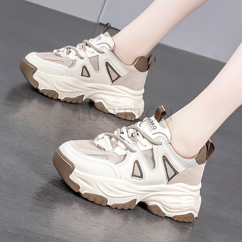 fashion Meotina Women Genuine Leather Sneakers Round Toe Platform Plats Mixed Colors Ladies Simplicity Casual Shoes Spring Autumn