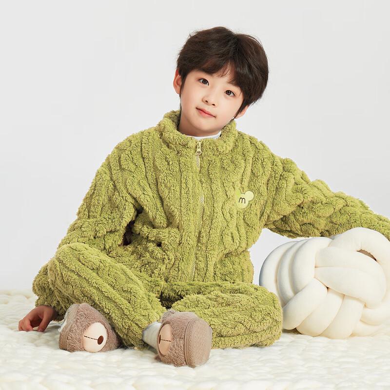 Duoduojia Boys' Bear Embroidery Fleece Loungewear Set