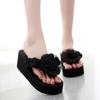 "Shanjiao 2025 Women's Handmade Black Flip Flops - Summer Fashion Non-Slip Beach Slippers with Thick Sole"