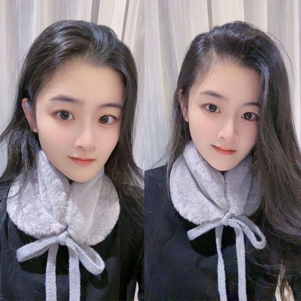 Solid Color Tie Earmuffs Thick Warm Neck Wrap New Winter Small Scarf