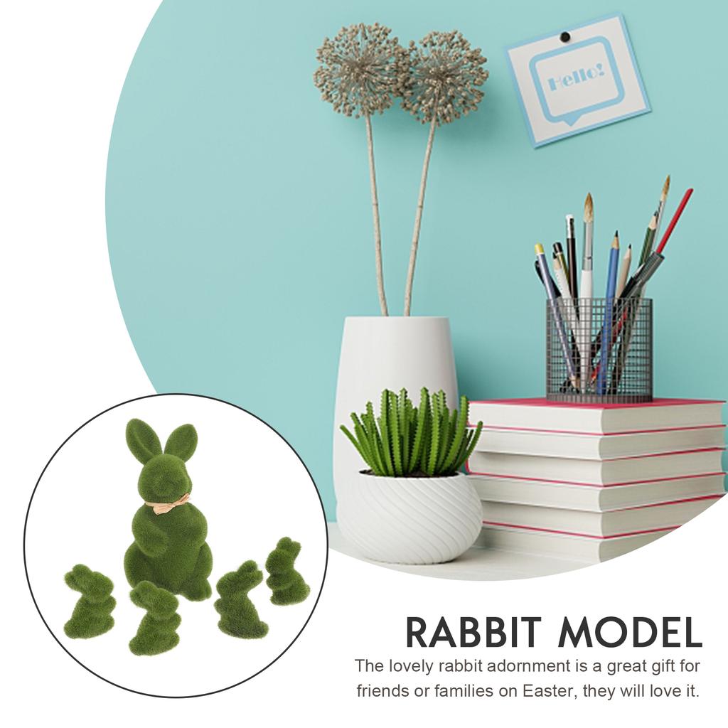 5 Pcs Moss Rabbit Decor Spring Bonsai Garden Ornament Bunny Statue Foam Adornment Easter Scene Layout Outdoor