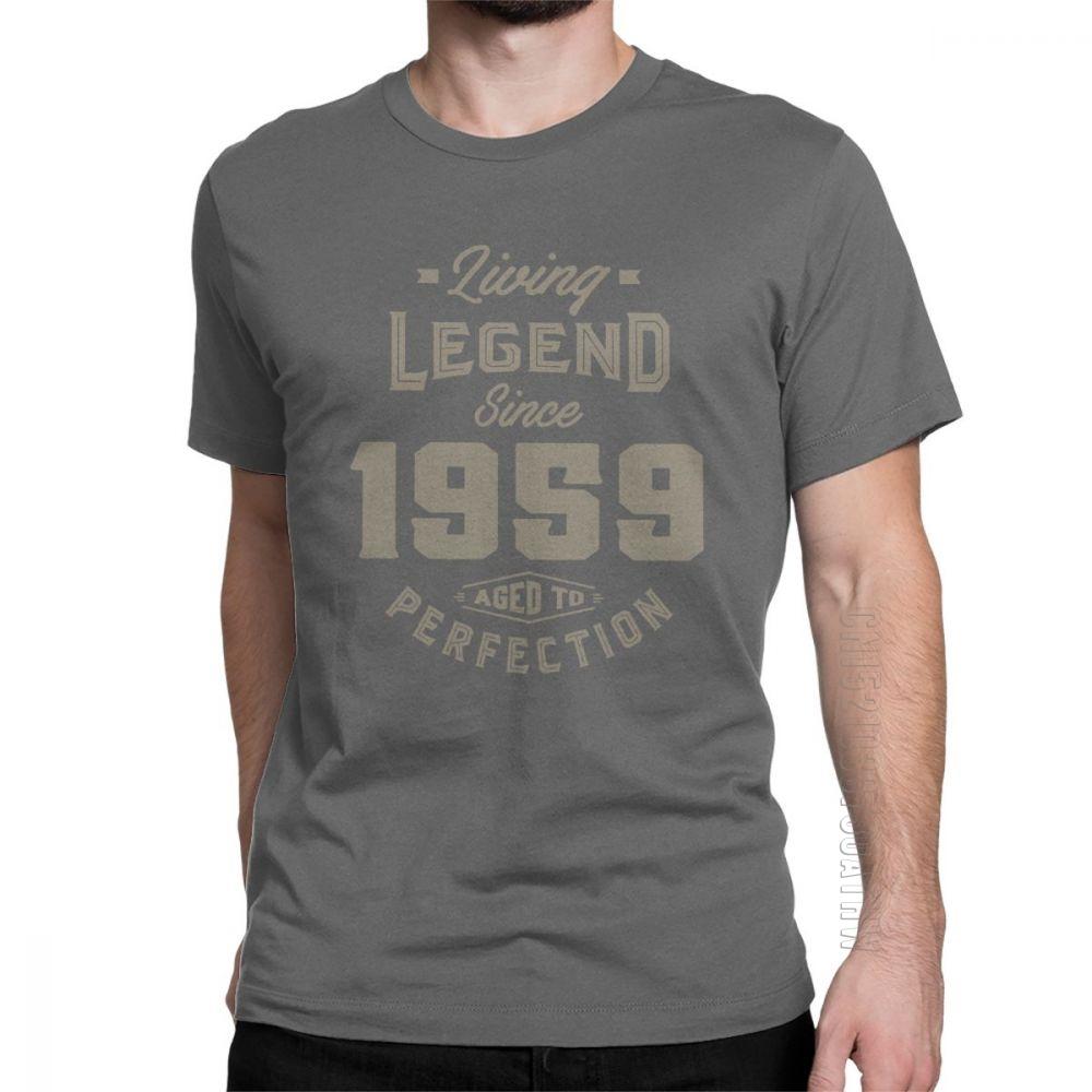 Living Legend Since 1959 Birthday TShirt Anniversary Birth Present T Shirt Vintage Men Gray Clothing Vintage Pure Cotton Tees