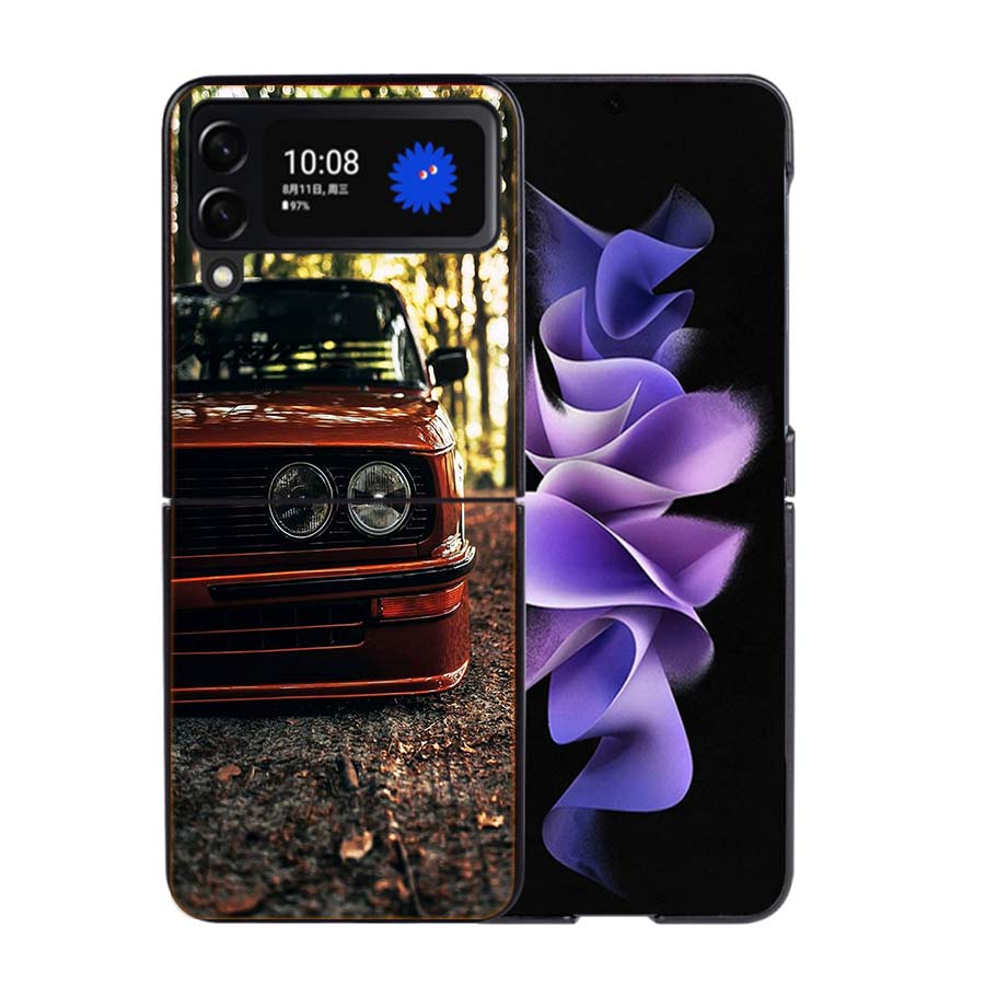 Car for B- Bmwes-S E30 Phone Case For Samsung Z Flip 7 6 5G Galaxy Z Flip4 Z Flip5 Z Flip3 Coque Black Hard PC Shell Protective