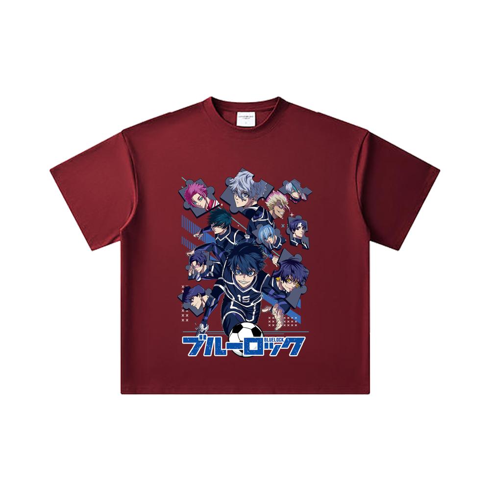 

260 GSM Double Yarn 32 Count 100% Cotton Blue Lock V1 Print Unisex Heavy Cotton T Shirt 2XL вина червоного кольору