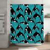 Blue Waves Whale Pattern Shower Curtain Waterproof Bath Decoration Home Decor