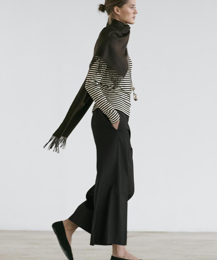 Masimodutti Wool Crop Wide Leg Pants