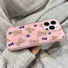 Adorable Cute Bear Pattern 3D Texture Phone Case For iPhone 17 16 15 Pro Max 14 Plus 13 12 11 17Air Blue Bows Soft Cover Funda