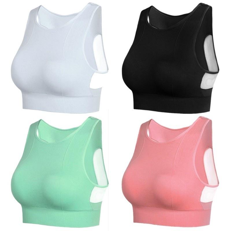 Atmungsaktive Mesh-BHs für Damen, stoßfest, gepolsterter BH, solide, nahtlose Fitness-Unterwäsche