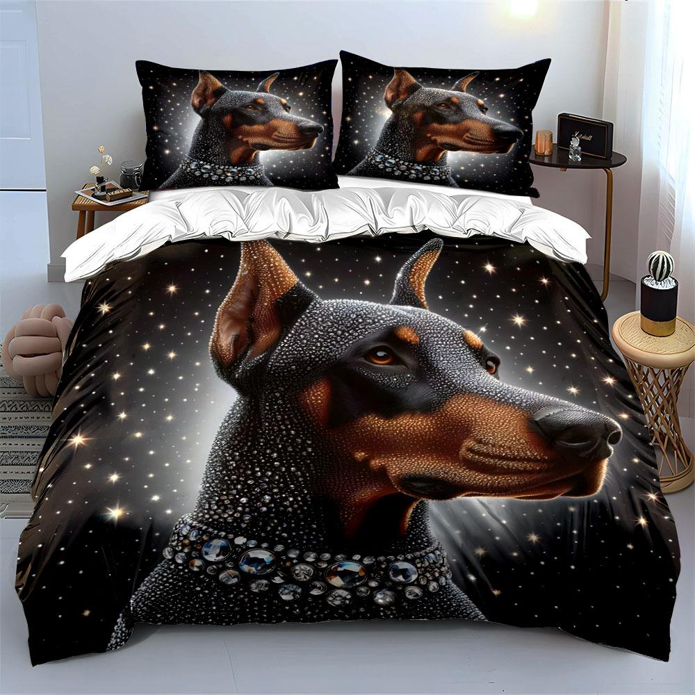 Luxury Dog Pattern Bedding Set, Kid'S And Adults' Bedroom Decor, Exquisite Three-Piece Bedding Set Gift